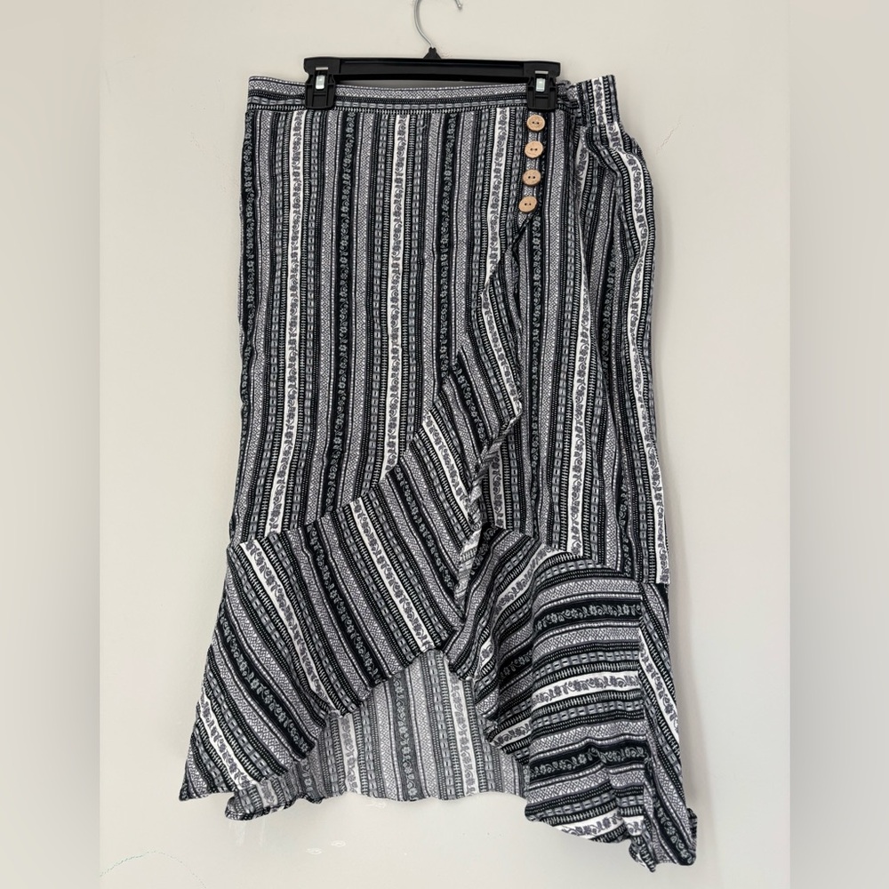 Alyx Blue Tones Wavy Skirt, Medium, High Low Ruffle Skirt